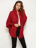 Nukty Casual Batwing Sleeves Loose Solid Color Cardigan Tops