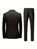 Nukty 2pcs Men's Suit Fashion Set Jacket Suit and Trousers Elegant Business Casual Banquet Party