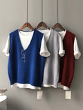 Nukty Simple 9 Colors V-Neck Loose Sleeveless Vest