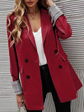 Nukty Long Sleeves Loose Buttoned Pockets Split-Joint Notched Collar Blazer Outerwear