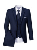 Nukty Men's Elegant 3pcs Light Blue Suit Set - Single Breasted Jacket with Lapel Collar, Matching Vest & Pants, Polyester Blend, Machine Washable - Ideal for Weddings, Parties, Business & Formal Occasions