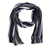 Nukty Men Autumn/Winter Casual Wrap Vertical Stripe Muffler Color Contrast Long Knit Scarf