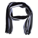 Nukty Men Autumn/Winter Casual Wrap Vertical Stripe Muffler Color Contrast Long Knit Scarf