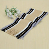 Nukty Men Autumn/Winter Casual Wrap Vertical Stripe Muffler Color Contrast Long Knit Scarf