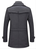 Nukty Men'S Business Woolen Coat Fashion Double Collar Mid-length Woolen Jacket For Autumn/ Winter