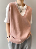 Nukty Simple 9 Colors V-Neck Loose Sleeveless Vest