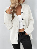 Nukty Wrap Buttoned Hooded Solid Color Cardigan