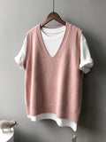 Nukty Simple 9 Colors V-Neck Loose Sleeveless Vest