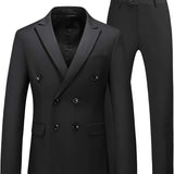 Nukty Men's 2 Piece Slim Fit Suit Set One Button Solid Blazer Jacket Pants Business Wedding Party Tuxedo Set