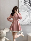 Nukty party look inspos French Elegant Chic Suit Dress Women Autumn Winter New Fashion V Neck Double Breasted Mini Dresses Female Office Short Vestidos