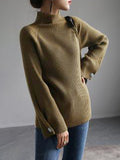 Nukty Simple Loose Solid Color High-Neck Sweater