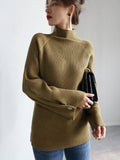 Nukty Simple Loose Solid Color High-Neck Sweater