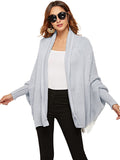 Nukty Casual Batwing Sleeves Loose Solid Color Cardigan Tops