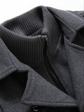 Nukty Men'S Business Woolen Coat Fashion Double Collar Mid-length Woolen Jacket For Autumn/ Winter