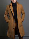 Nukty [Long Sleeve Classic Coat Polyester] Men'S Classic Solid Color Polyester Long Sleeve Coat with Notch Lapel and Welt Pocket Design, Casual Style, Non-Stretch Fabric, Button Detail, Regular Fit for Daily Commuting Busine