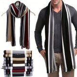 Nukty Men Autumn/Winter Casual Wrap Vertical Stripe Muffler Color Contrast Long Knit Scarf