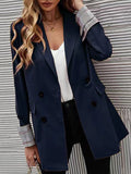 Nukty Long Sleeves Loose Buttoned Pockets Split-Joint Notched Collar Blazer Outerwear