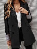 Nukty Long Sleeves Loose Buttoned Pockets Split-Joint Notched Collar Blazer Outerwear