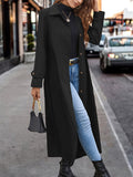 Nukty Long Sleeves Loose Buttoned Split-Joint Lapel Outerwear Trench Coats