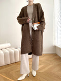 Nukty Urban Loose Solid Color Thick Thread Knitting Cardigan Coats