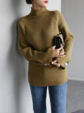 Nukty Simple Loose Solid Color High-Neck Sweater