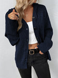 Nukty Wrap Buttoned Hooded Solid Color Cardigan