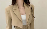 Nukty party look inspos 2 Piece Dress Set Women Casual Y2k Crop Tops Elegant Jacket Coats + Mini Skirts Korean Fashion Suits 2024 Spring Blazers Dress