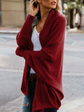 Nukty Casual Batwing Sleeves Loose Solid Color Cardigan Tops