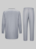 Nukty Men's Casual Long Sleeve Two-piece Set: Medium-Long Top and Pants