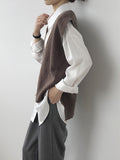 Nukty Knitting Irregularity Solid V-Neck Vest