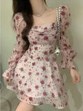 Nukty party look inspos 2025 Summer Elegant Floral Dress Women Lace Kawaii Clothing Y2k Mini Dress Female Beach Style Party One Piece Dress Korean Chic