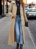 Nukty Long Sleeves Loose Buttoned Split-Joint Lapel Outerwear Trench Coats