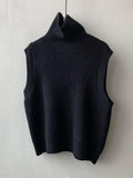 Nukty Casual Loose Sleeveless Solid Color High-Neck Sweater Vest Outerwear