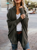 Nukty Casual Batwing Sleeves Loose Solid Color Cardigan Tops