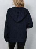 Nukty Wrap Buttoned Hooded Solid Color Cardigan