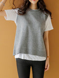 Nukty Simple Sleeveless Loose Buttoned Solid Color Round-Neck Sweater Vest Outerwear