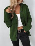 Nukty Wrap Buttoned Hooded Solid Color Cardigan