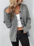 Nukty Wrap Buttoned Hooded Solid Color Cardigan