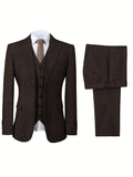 Nukty Mens Tweed Wool Herringbone Wedding Suit Prom Tuxedos 3pcs Peak Lapel Dress