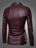 Nukty Men's Casual Faux Leather Blazer - Slim Fit, Button-Up Jacket with Pockets for Spring & Fall