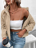 Nukty Long Sleeves Loose Buttoned Solid Color Zipper Lapel Jackets