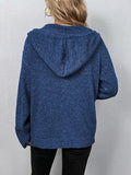 Nukty Wrap Buttoned Hooded Solid Color Cardigan