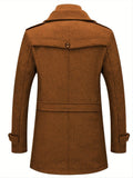 Nukty Men'S Business Woolen Coat Fashion Double Collar Mid-length Woolen Jacket For Autumn/ Winter