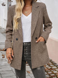 Nukty Loose Three-Quarter Sleeves Buttoned Contrast Color Plaid Pockets Notched Collar Blazer Outerwear