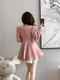 Nukty party look inspos French Elegant Chic Suit Dress Women Autumn Winter New Fashion V Neck Double Breasted Mini Dresses Female Office Short Vestidos