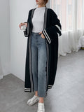 Nukty Urban Loose Contrast Color Striped Cardigan Coat