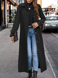 Nukty Long Sleeves Loose Buttoned Split-Joint Lapel Outerwear Trench Coats