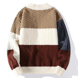 Nukty New Autumn Winter Sweater Men Fashion Patchwork Knitted Pullovers Mens O Neck Casual Sweaters Streetwear Knitting Pullover Man