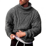 Nukty Long Sleeve Thickened Men Sweater Coarse Woolen Yarn Turtleneck Twist Ribbed Knitted Sweater for Autumn Winter