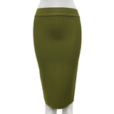 Nukty 16 Colors High Quality Tight Pink Green Black Rayon Knee Length Bandage Skirt Night Club Party Skirt